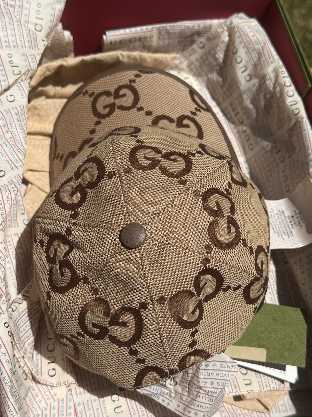 Gucci Tan and Brown GG Monogram Baseball Cap